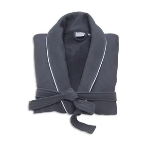 Linum Home Textiles Waffle Terry Bathrobe w/ Satin Piped Trim