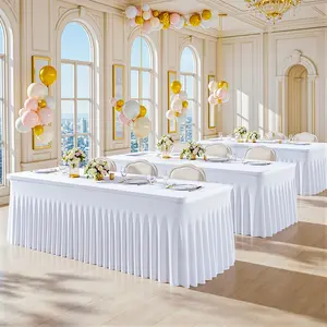 Spandex Table Cloth Fitted Elastic Table Covers for Rectangle Tables Holiday Parties Christmas Events Birthdays Banquet Decor
