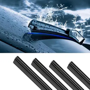 4PCS Car Windshield Wiper Blade Strips, DIY Silicone Car Frameless Window Boneless Replacement, Auto Adjustable Insert Rubber Wiper Blade Refills, Universal for SUV Truck Van