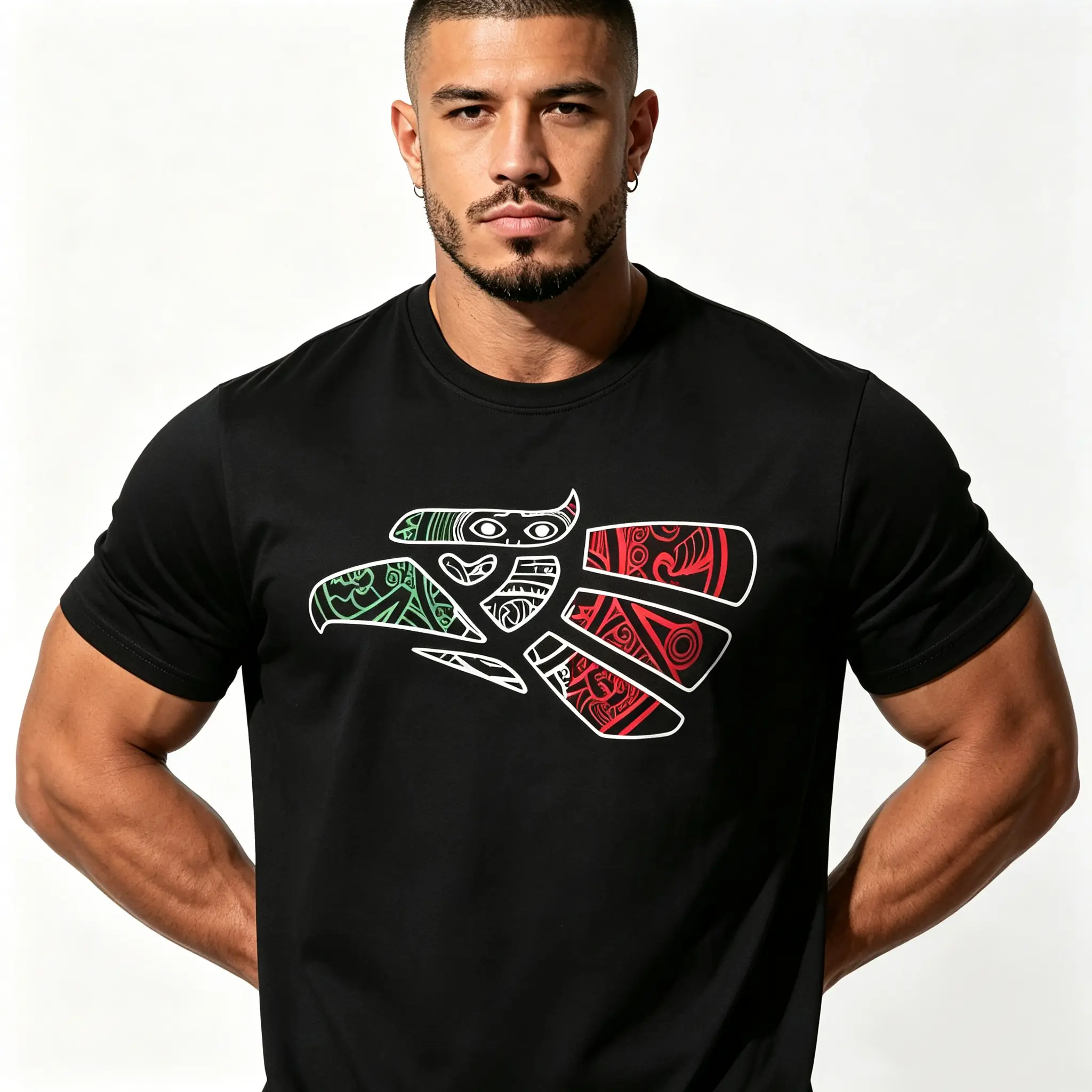 Aztec Tribal Eagle Vintage Cotton Graphic Tee, Mexican Streetwear Oversized Casual Short Sleeve T-Shirt Unisex For Men