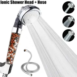 Shower Head High Pressure 3 Settings Spray Handheld Shower heads with hose 6 Ft - Clear