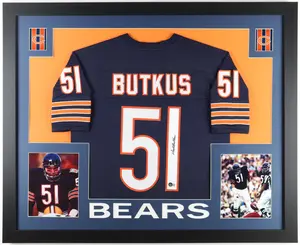 Dick Butkus Signed Custom Framed Jersey Display (Beckett) - Chicago Bears