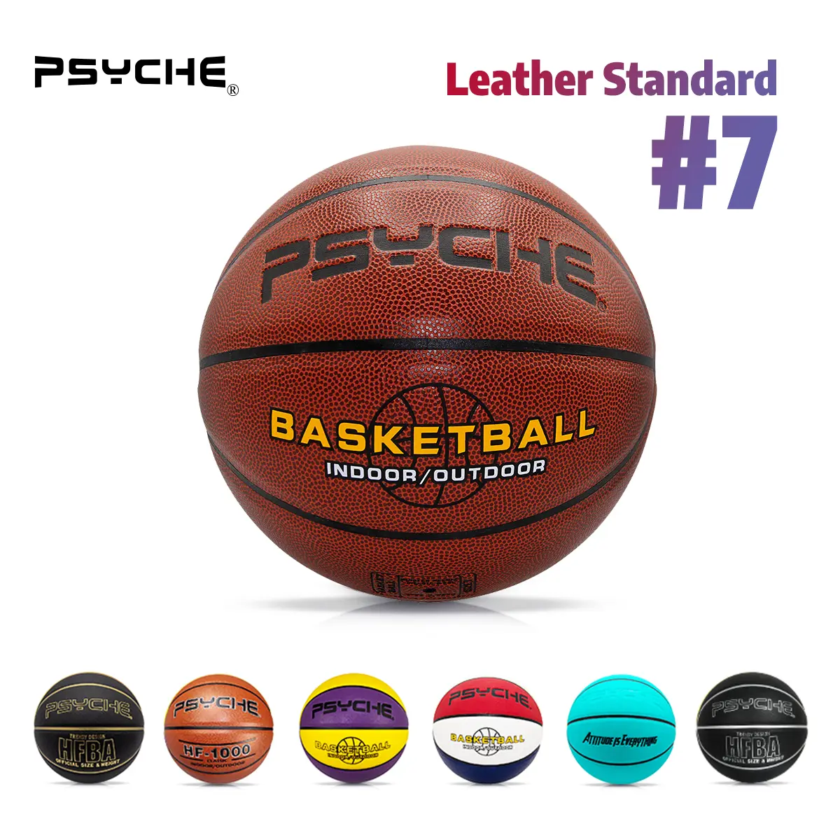 PSYCHE Size 7 Basketball Original Leather Basketball Ball Indoor Outdoor Basketball Games