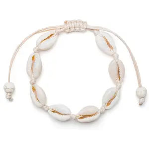 Puka Shell Anklet for Women Summer  Cowrie Adjustable Ankle Bracelet, Handmade Boho Hawaiian Beach Seashell
