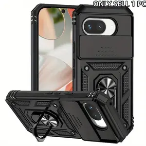 Shockproof Metal Phone Case Protection Google Pixel 6 6A 6Pro 7 7A 7Pro 8 8A 8Pro 9 9A 9Pro 10 10PRO XL Shockproof Double Layer Metal Bracket Phone Case with Sliding Camera Cover Custom Fit Protective Durable Casing Accessories