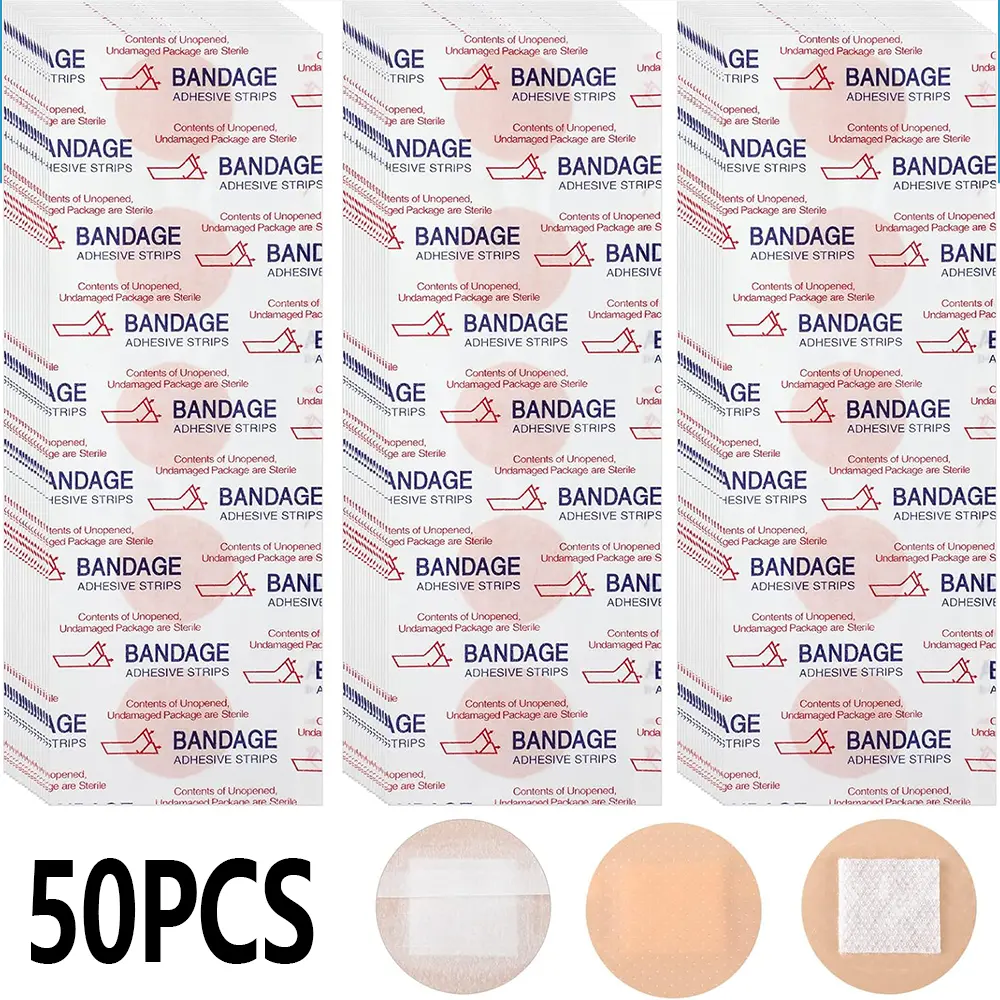 50pcs Round Adhesive Bandages Small - Breathable Dot Bandages for Blisters & Fingertips, Sterile Waterproof Wound Care Strips Latex-Free