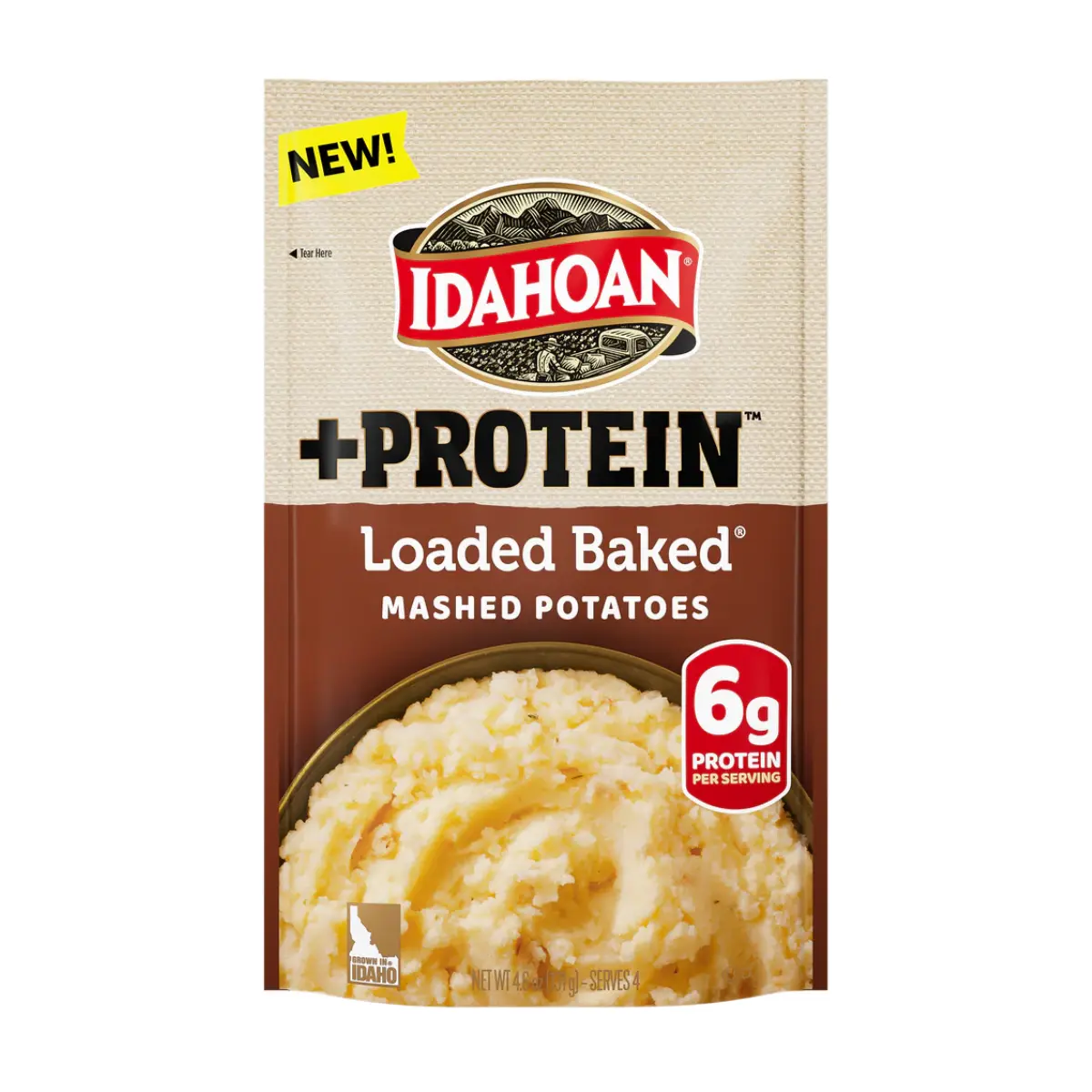 Idahoan Loaded Baked and Protein Mashed Potatoes, 4.6 oz, Pack of 10