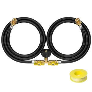 Limited Time Deal! Alloxity 2-Way Y Diverter Adapter with 5FT Hose, 1lb to 20lb Converter, Shutoff Valve, Includes Teflon Tape!