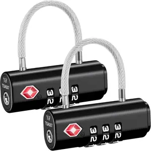 2 Pack Luggage Locks TSA Approved, TSA Locks for Luggage Travel Lock Black Resettable Combination Zinc Alloy for Suitcase, Backpack, Laptop Bag, Gym Locker, Toolbox