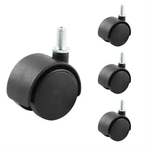 4 Pack 2 Inch Swivel Caster Wheels for Cart, M8-1.25*13mm Threaded Stem Heavy Duty Casters, Nylon Wheels Replacement for Furniture, Table, Cabinet, Shelf(No Brake)