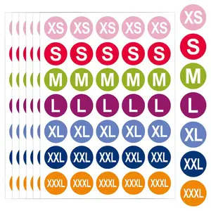 7 Sizes 1 Inch Clothing Size Stickers, Colorful Coded Round Self Adhesive Sticky Labels Durable Apparel Size Labels for Clothing T Shirts Trousers Skirt Retail (XS,S,M,L,XL, XXL,XXXL)