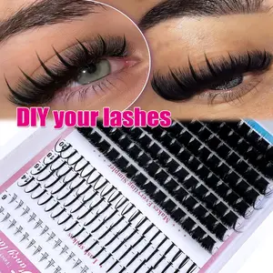 3 IN 1 Fluffy Eyelash Clusters 200D/160D/120D/100D80D/60D Long 6-20mm Lash Spikes lower eyelashes 280pcs/264pcs/248pcs/232pcs/216pcs Volume Individual Lashes DIY Spiky Lash Extension Manga Cluster Eyelash Extensions Mink Strips Lashes