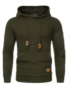 Coofandy Fall Outfits Men's Waffle Knit Hoodie Pullover Casual Long Sleeve Drawstring Sweatshirt with Kanga Pocket Medium Size Comfortable Fit for Daily Wear & Gifts