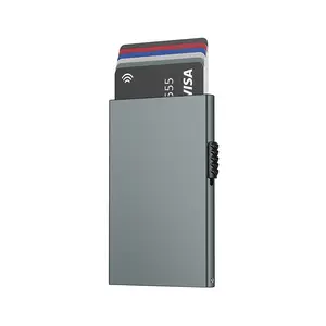 RFID Blocking Metal Card Holder: Minimalist Slim Design, Pop-Up Credit Card Wallet for Men