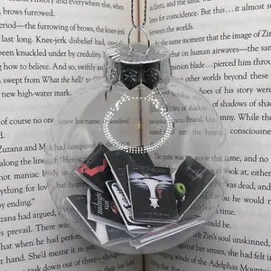 The Twilight Saga by Stephenie Meyer Mini Book Ornament - 7 Book Collection in Clear Plastic for Christmas Tree or Bookshelf Decor