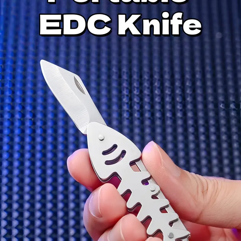New Outdoor Survival EDC Tool Keychain, Sporty Style Folding Pocket Knives, Portable Multipurpose Knives, Stainless Steel Fishbone Design, Utility Accessory for Camping & Daily Use, Survival Gear, Durable & Versatile, Outdoor Survival Tools