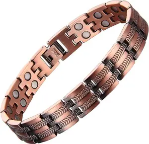 Feraco Copper Bracelet for Men Magnetic Bracelet,Copper Wristband with Ultra Strength Magnets,8.6inches Adjustable with Tools,charming bracelets summerwins