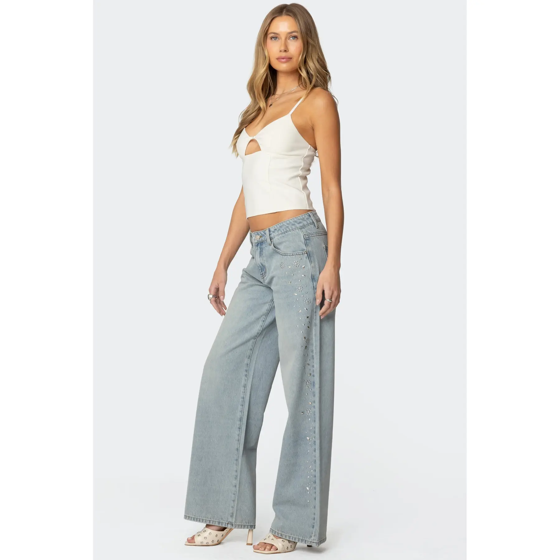 Everly Studded Low Rise Baggy Jeans