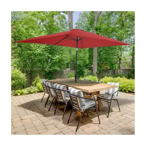 Pure Garden 10 Ft Rectangular Patio Umbrella Ea sy Crank Shade