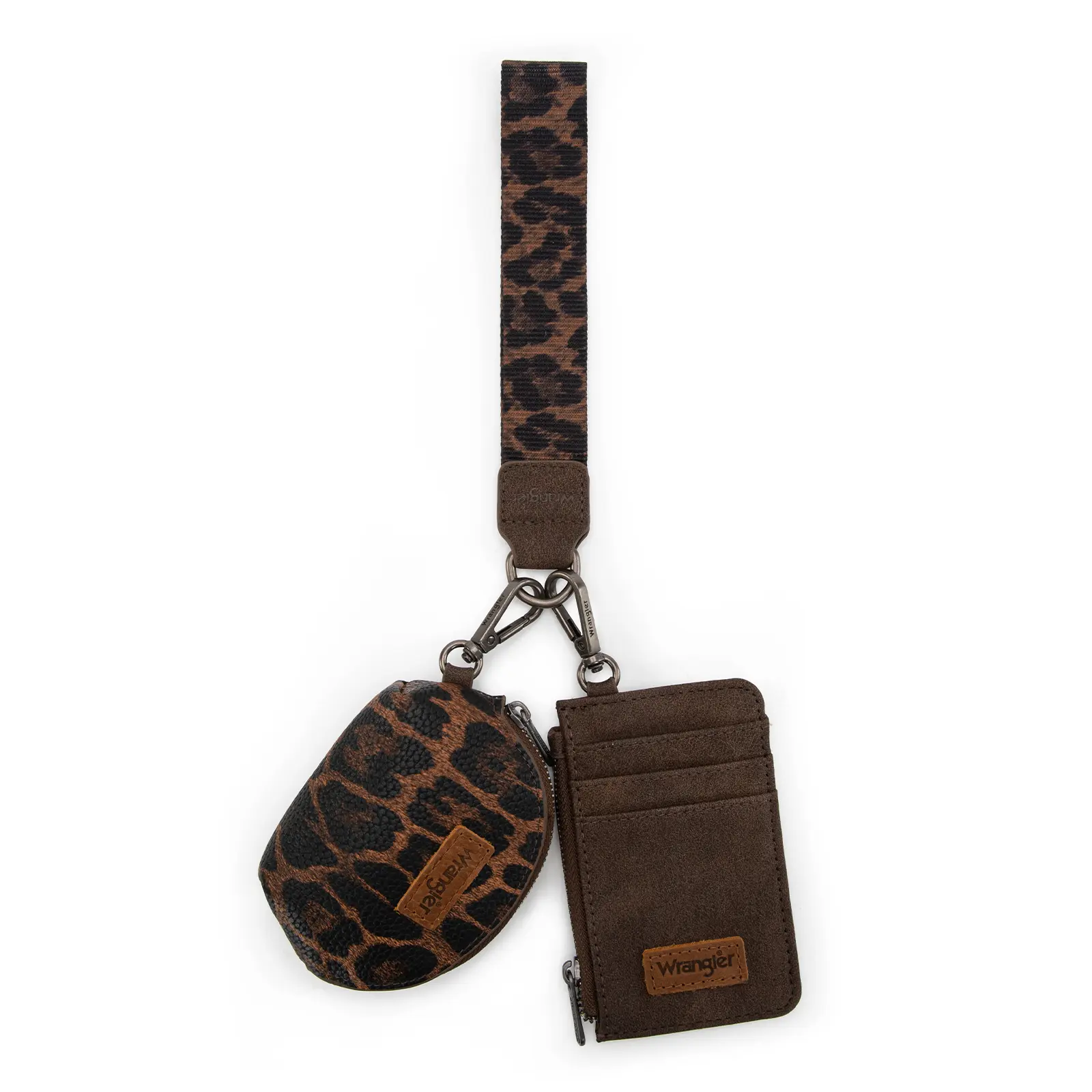 Wrangler Leopard Print Dual Pouch Wristlet for Women Wrangler Leopard Print Dual Pouch Wristlet for Women