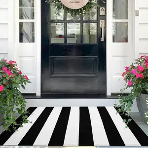 Black White Striped Rug -27.5" X 43" Front Door Mats Outdoor,Washable Rug for Front Porch Decor,Spring Summer Welcome Mats Outdoor Indoor, Doormat for Farm