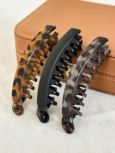 3pcs banana clip with back comb, suitable for ponytails, vertical twist hair accessory, leopard print hair claw clip, twist clip, large capacity hair clip, women's hair accessory, Hair Clip Set