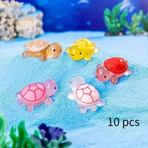 Scene decoration specific luminous turtle toy small ornament - mini color mixed color aquarium fish tank and desktop decoration small ornament.
