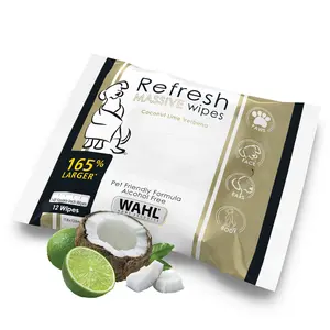 Wahl Refresh Massive Dog Wipes for Cleaning and Odor Control, Face, Body, Butt and Paw Cleaner for Dogs, Coconut Lime Verbena Scent, 36 Count,  Model 3027119