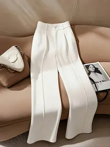 Women's Elegant Fashion High-End Business Commute Drape Casual Straight Long Pants, Casual Comfy Trousers, Fitted Style, All Seasons Womenswear