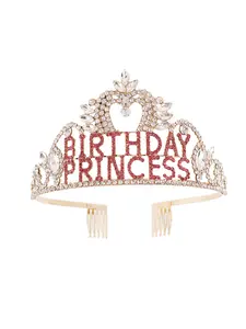 1PC New BRITHDAY PRINCESS Rhinestone Crown Party Hat, Elegant Design for All Occasions, Perfect Gift for Celebrations, Hearts