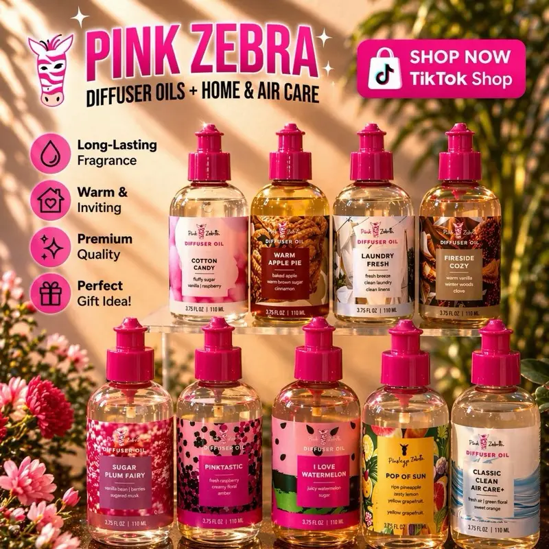 Pink Zebra Diffuser Oils 3.75 oz. Long-Lasting Fragrance for Home & Air Care. Multiple Scents. Perfect Gift Idea.