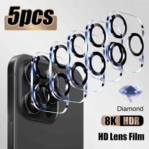 5-6Pcs Full Screen Rear Tempered Glass Camera Lens Protector for iPhone 11/12/13/14/15/16 Pro Max/17 Pro/17 Air/17 Pro Max, Easy Installation, Compatible with Some Phones. Phone Accessories, Ultra Clear Photography, Effectively Protects Lens from
