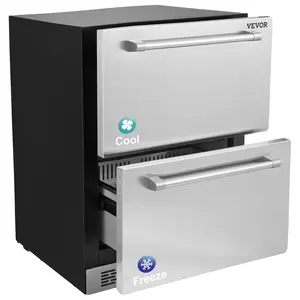 【Summervibes】VEVOR 24 inch Undercounter Refrigerator,  2 Drawer Refrigerator with Different Temperature, 4.87 Cu.ft. Capacity, Waterproof Indoor and Outdoor Under Counter Freezer Fridge for Home and Commercial Use