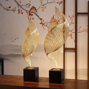 Elegant Golden Wire ure: Modern Home Decor - Abstract Art Statue for Living Room, Office, Or Dining Table - No Electricity Required