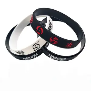 Naruto Anime Akatsuki Organization Sharingan Silicone Wristband Bracelet for Women Men Sports Decorative Charm Unisex Copper Bracelet Ideal for Anime Fans and Sports Wear