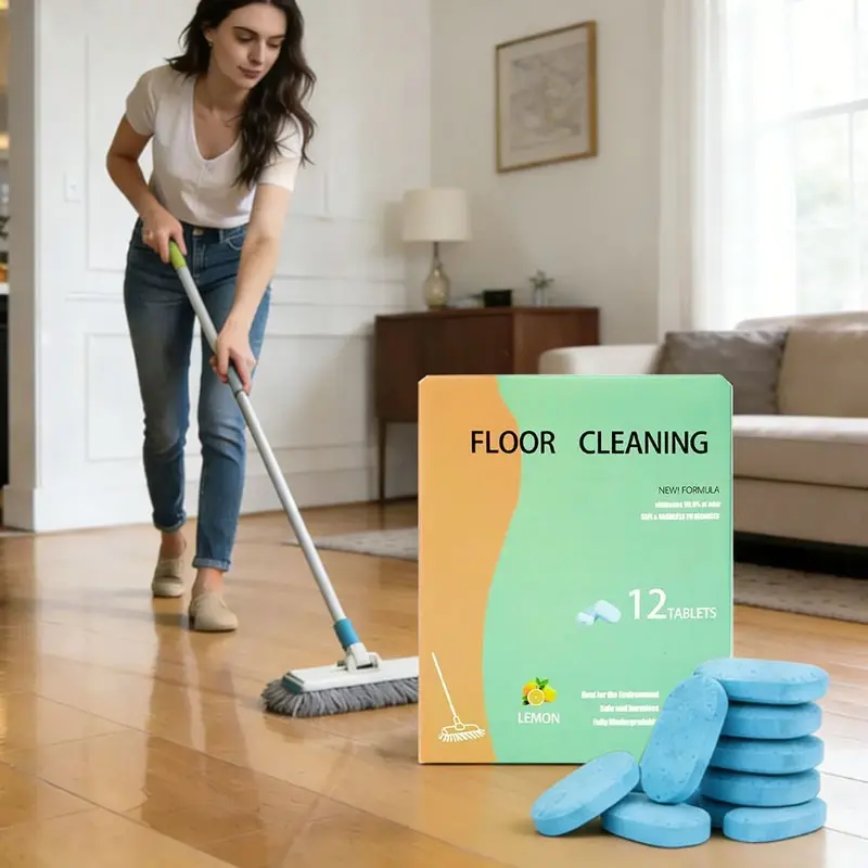12-Pack Floor Cleaning Tablets (lemon Scent), Scented Cleaning Products, Home Cleaning Products, Household Cleaner, Household Eco-Friendly Formula, Powerful Stain Removal & Odor Elimination, Suitable for All Floors