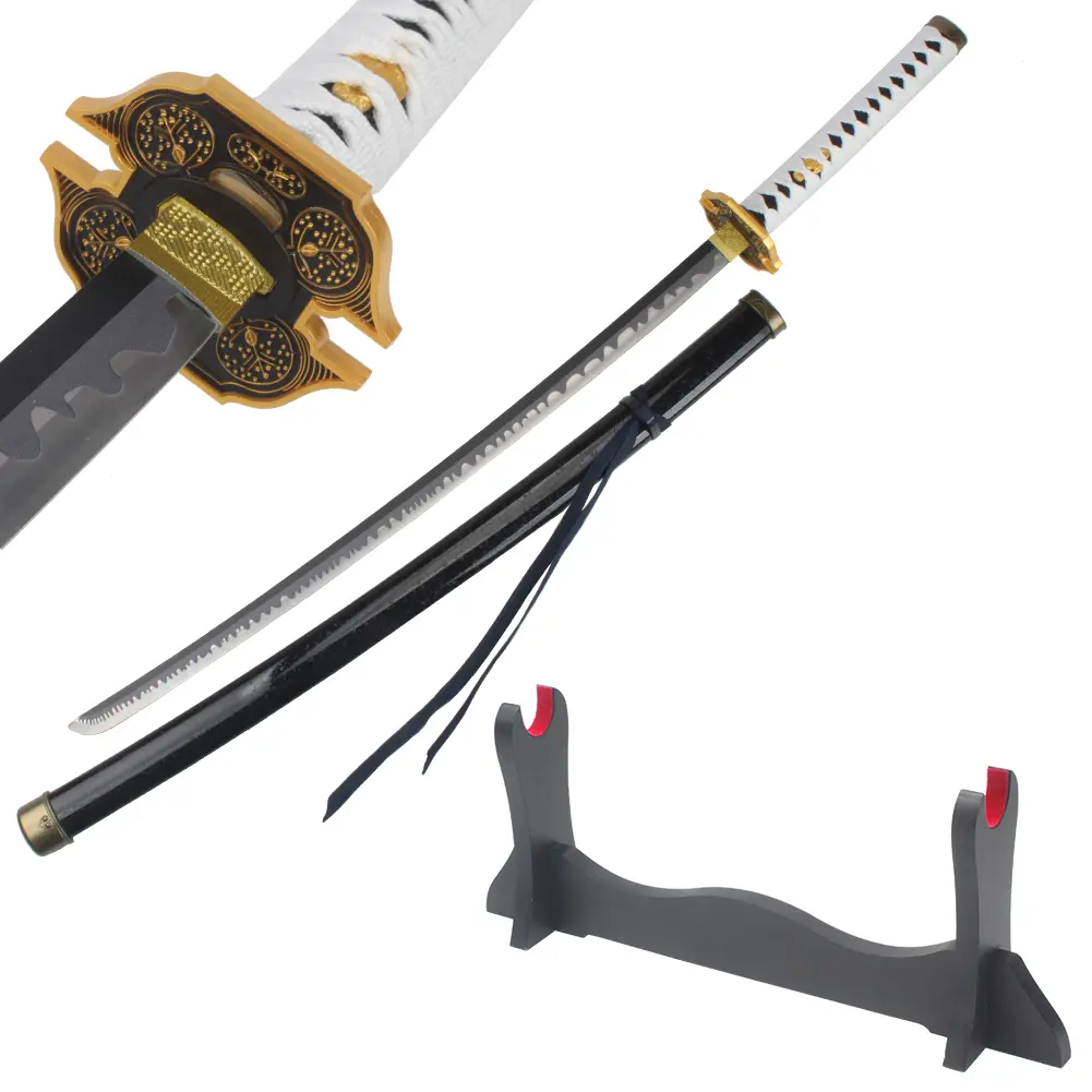 41 inches Real Devil May Cry Yamato Sword Cosplay Vergil 5 Swords with Wooden Holder Stand Display for Anime Fans Halloween Role Playing Props Cosplay Collection Christmas Gift Birthday