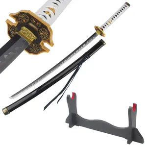 41 inches Not Sharp Real Devil May Cry Yamato Sword Cosplay Vergil 5 Samurai Katana Swords with Wooden Holder Stand Display for Anime Fans Halloween Role Playing Props Cosplay Collection Christmas Gift Birthday