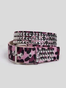 Y2K Punk Goth Pyramid Rivet Belt, Plush Leopard/Zebra Print Faux Leather Adjustable Unisex Waist Belt, 90s Retro Grunge Alt Fashion All-Season Versatile for Jeans Streetwear Clubwear, Stylish Belts, Statement Belts, Studded Belt