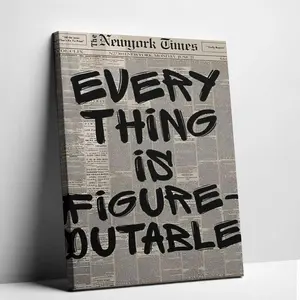 Retro Newspaper Print Trendy Wall Art Typography Poster Motivational Quote Print Modern Wall Art Every Thing Is Figure Outable
