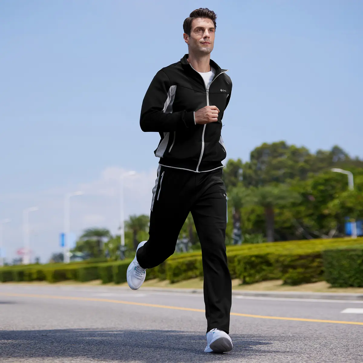 TBMPOY Men's 2-Piece Long Sleeve Full-Zip Warm Athletic Tracksuit, Regular Fit Jogger Pants Set for XXXXL Sizes, Sweat Suits, Polyester Mix