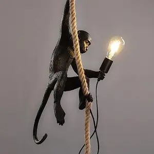 2024 Vintage-Style Monkey Pendant Light Chandelier - Adjustable Industrial Retro Ceiling Lamp with Steel Construction, Switch Control, and Unique Animal Design - Perfect for Living Room, Bedroom, Bar, or Cafe