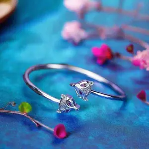 Full Silver s999 bangle Sterling Silver bangle Ladies Open bangle can be freely adjusted size for girlfriend's birthday holiday gift Silver weight 13 g /0.45 oz