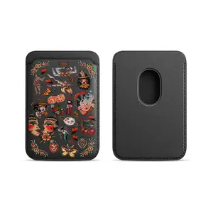 Vintage Cowboy Cowgirl INS Leather Card Wallet Phone Card Holder, Compatible with All iPhone Cases, Magsafe Magnetic Card Phone Backpack, Compatible with iPhone 17/16/15/14/13/12/11, Waterproof, Shockproof, Scratch-resistant