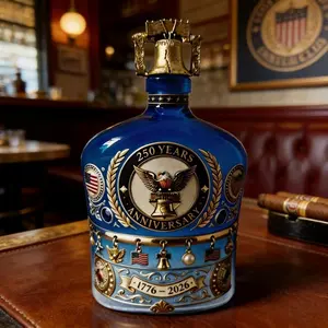 American Patriotic 250th Anniversary Whiskey Decanter Gift Box, 1776-2026 Eagle Design, Bourbon Whiskey Decanter with Classic Glass