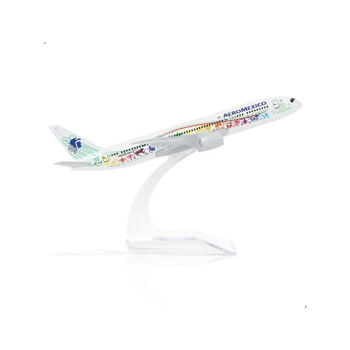 Diecast Toy Airplane Boeing 787 Mexico Scale Model - 1:400 Scale, 15 cm, Spray Painted Collectible
