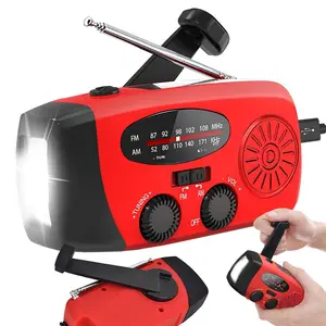 Portable Solar Powered Radio, Multifunctional Emergency Hand Crank Radio with 3 LED Flashlight, AM/FM/NOAA Weather Band Radio for Outdoor Camping, Hiking, Emergency, Lighting, Rechargeable Solar Flashlight