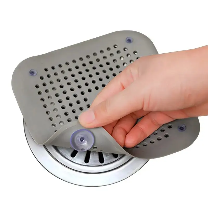 A suction cup type floor drain cover, universal anti clogging sink filter, suitable for bathrooms, flexible and reusable kitchen sink drainage filter, shower drainage hair catcher with suction base, household multi-purpose silicone sink filter