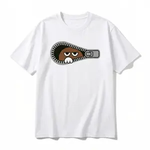 MoodTees Creative Zipper Cartoon Graphic T-Shirt – Men’s Crew Neck Short Sleeve Tee, Fun Animated Print, Casual 100% Cotton, Soft Breathable Fabric, Comfortable Relaxed Fit, Trendy Streetwear, Everyday Wear, Gifts