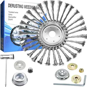 10 inch Upgraded Version Steel Wire Rotary Brush Cutter Trimmer Head,Weed Wacker Replacement Heads, Wired Trimmer Head Replacement for Electric Battery Powered Cordless String Trimmer,Weed Eater,Moss&Rust Remova